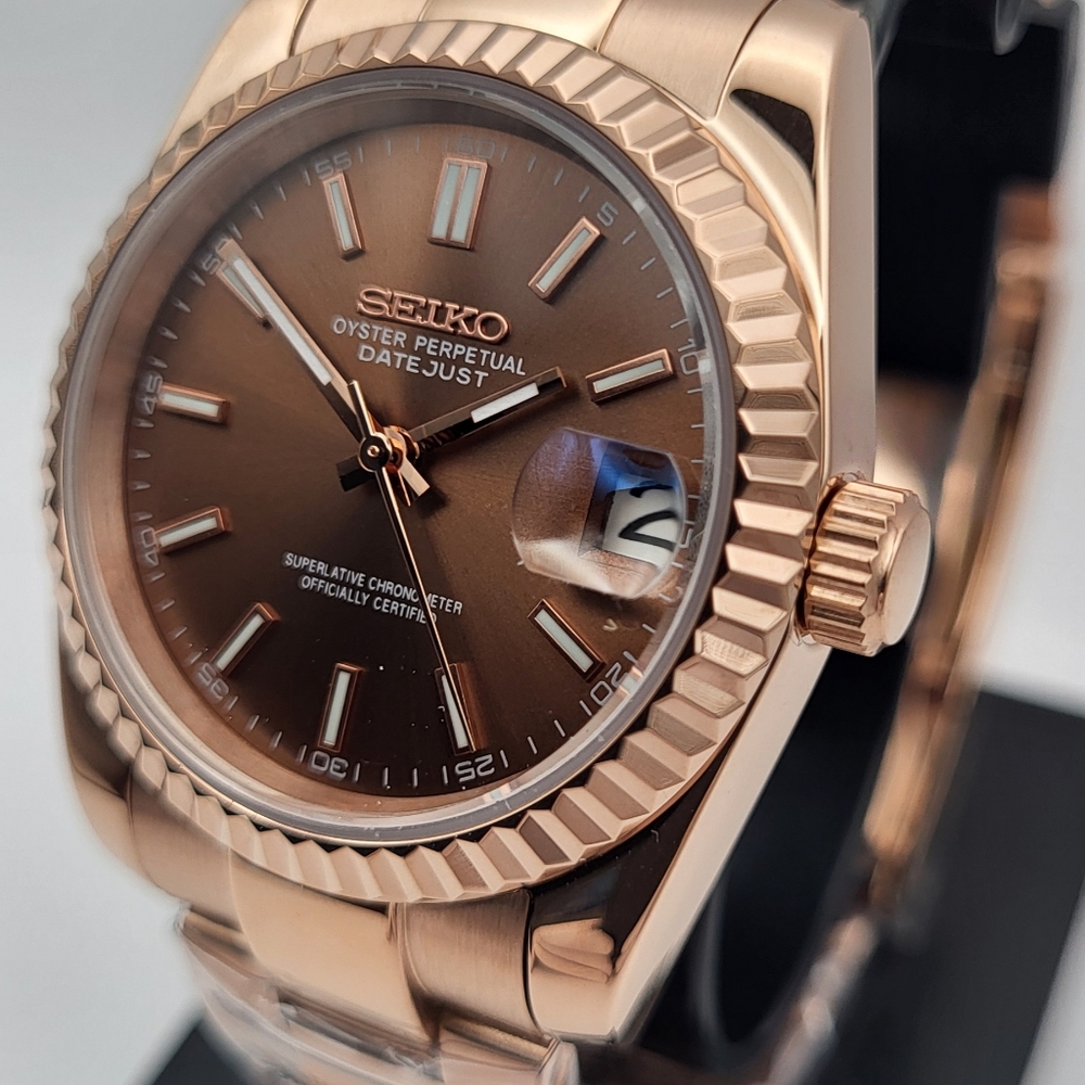 Seiko Rose Gold Brown Dial Datejust Men's Watch